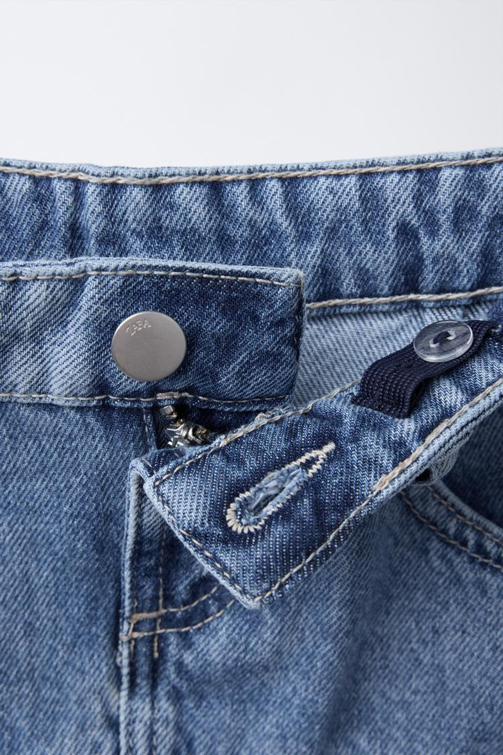 ZARA ДЖИНСОВАЯ ЮБКА С ВОЛАНАМИ, СИНИЙ