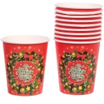 Стакан бумажный 0,2л в наборе 10 шт «С Новым Годом - Венок хвойный»