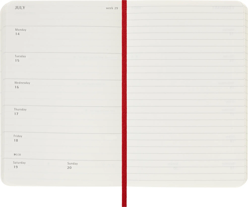Еженедельник на 2025 год Moleskine Soft WKNT (DSF212WN2) 9x14см, мягкая обложка, красный