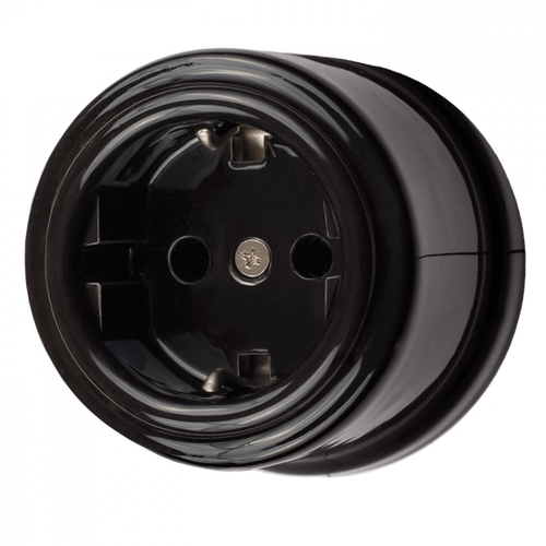 Розетка с З.К., керамика, цвет черный B1-101-03