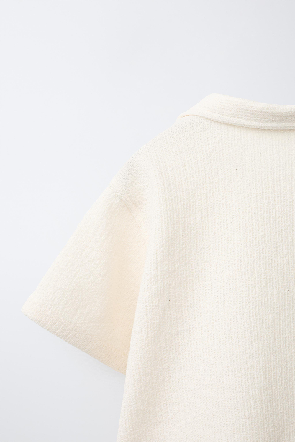 ZARA ОДНОТОННОЕ ТРИКОТАЖНОЕ ПОЛО, ЭКРЮ