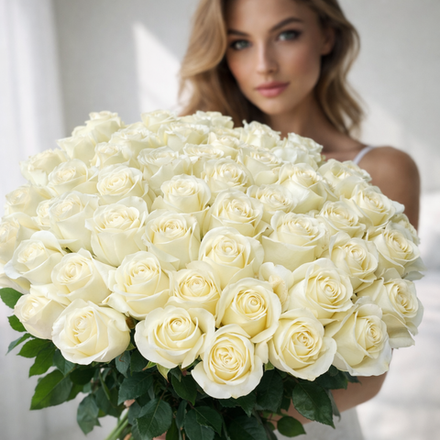 Букет из 49 белых голландских роз