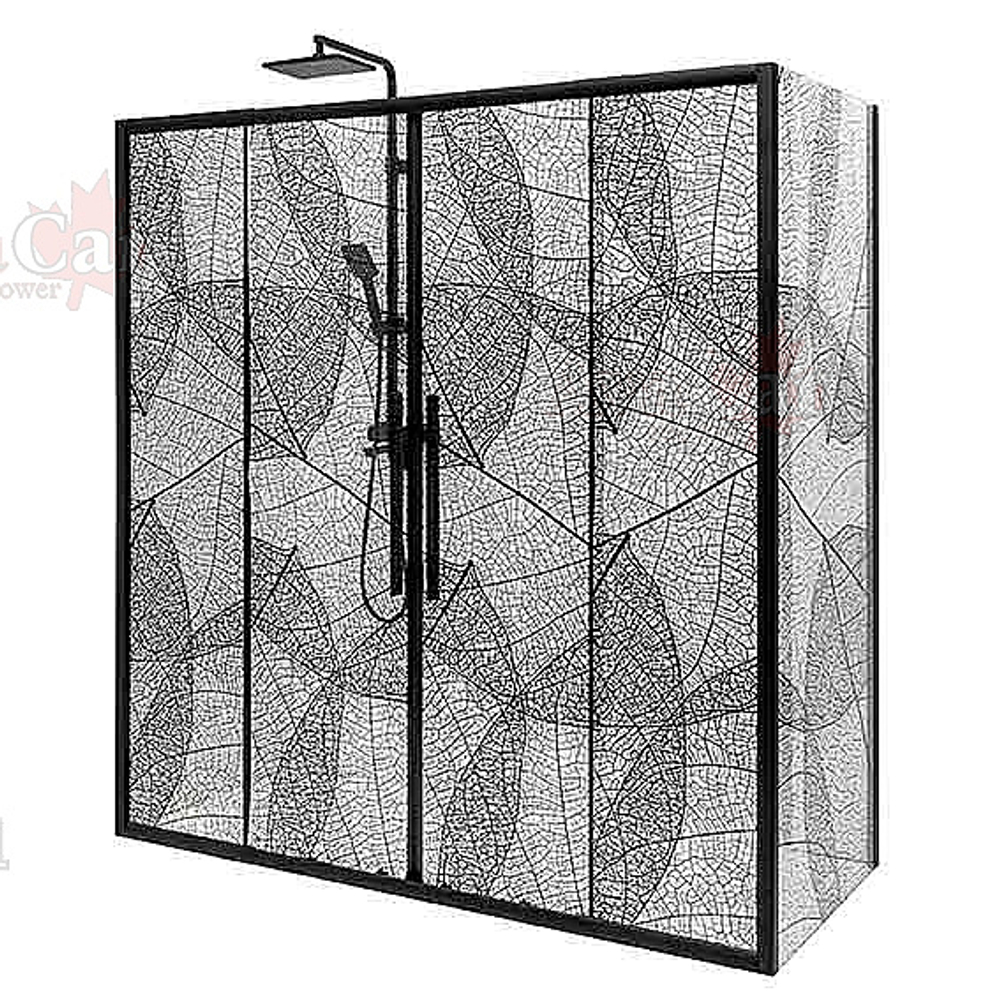 Душевой уголок AvaCan FB2 190-210 + SB100 210х100 профиль черный/стекло тонированное с рисунком