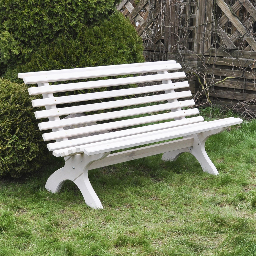 Скамейка садовая, 150х74х83, Осло, со спинкой, из массива дерева, белый, Dipriz