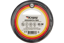 Изолента ПВХ KRANZ 0,13х15 мм, 25 м, черная KR-09-2106