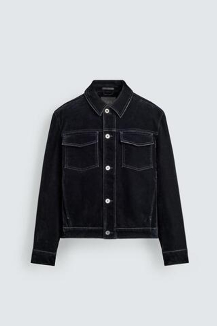 ZARA КУРТКА С ФЛОКИРОВАННЫМ ВЕЛЬВЕТОМ, СИНИЙ