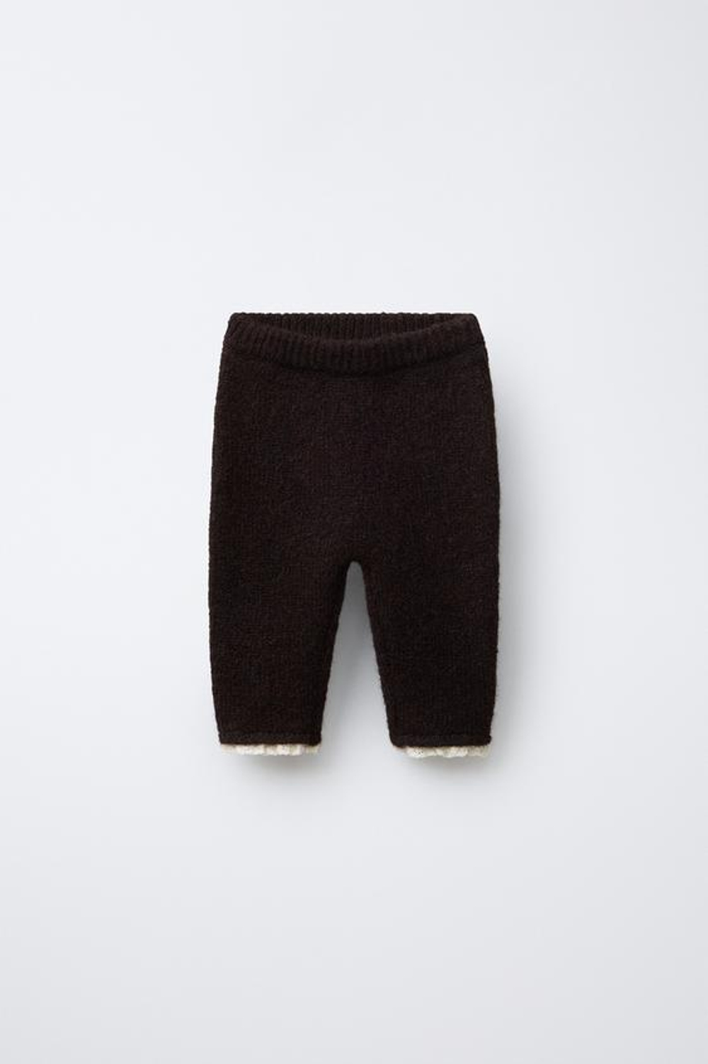 ZARA ТРИКОТАЖНЫЕ ЛЕГИНСЫ С КРУЖЕВОМ, КОРИЧНЕВЫЙ