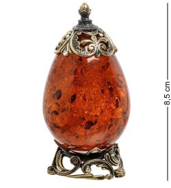 Народные промыслы AM-1779 Фигурка «Яйцо на подставке» (латунь, янтарь)