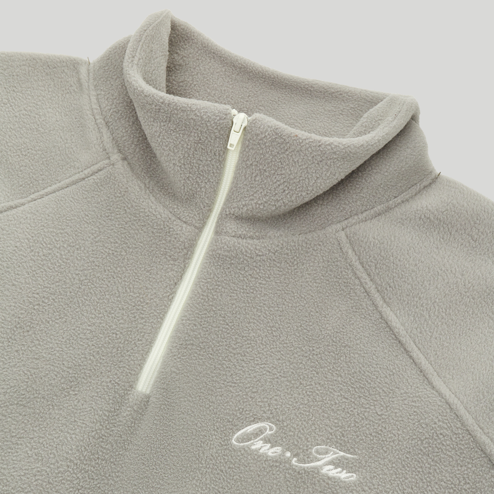 Drawstring Half-Zipped Sweatshirt Grey