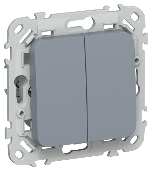 FLITE Выключатель 2-клавишный кнопочный проходной 10А ВС62-2-0-ФлМ маренго IEK