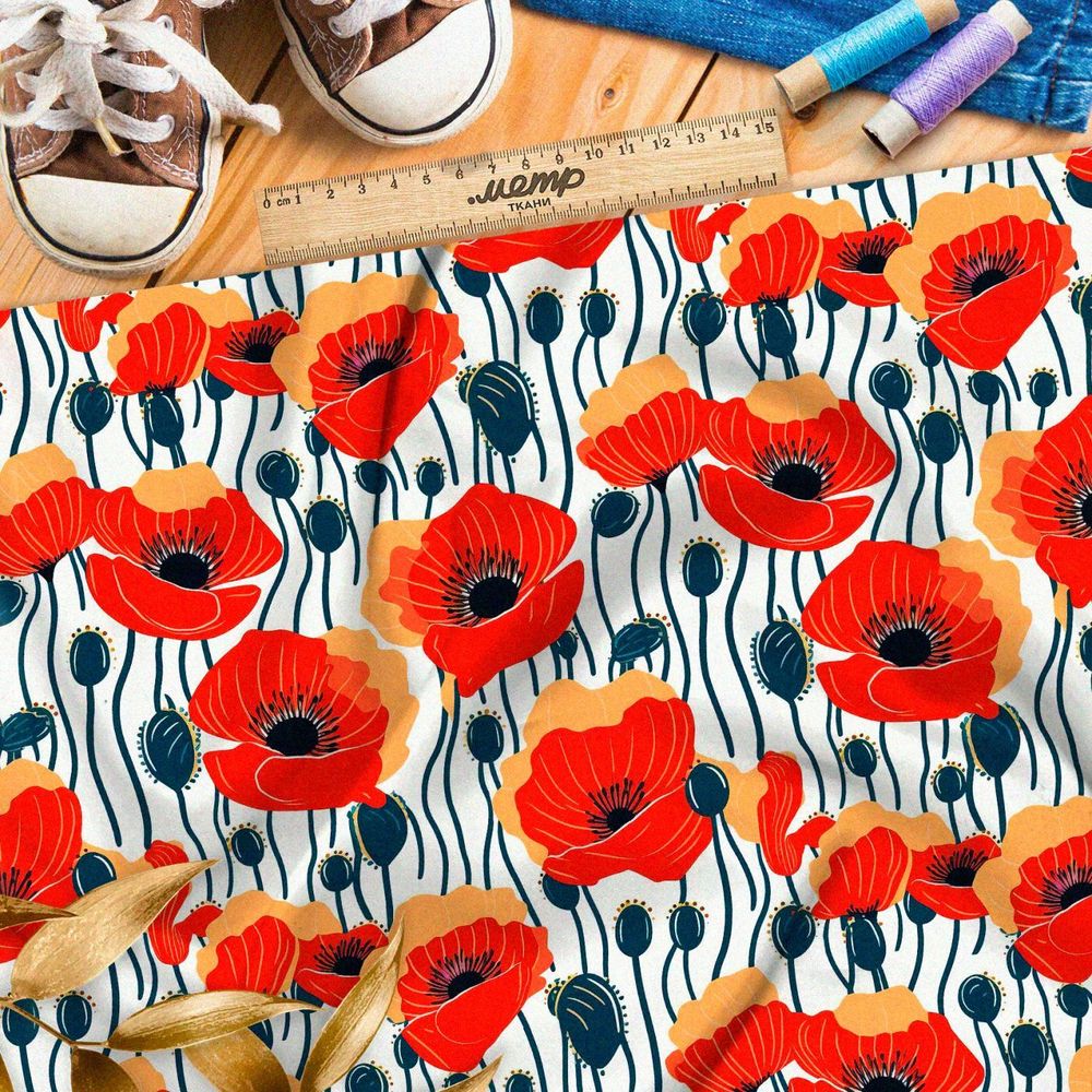 Ткань премиум мембрана маковое иллюзорное поле