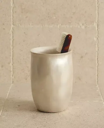 ZARA HOME ДЕРЖАТЕЛЬ ДЛЯ ЗУБНЫХ ЩЕТОК ИЗ КЕРАМИКИ С БЛЕСТЯЩЕЙ ОТДЕЛКОЙ, СЕРЕБРЯНЫЙ