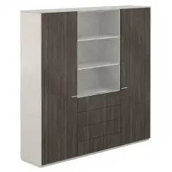 NZ-0303+NZ-0312+NZ-0303.GS.BT / Шкаф для одежды 600 - 2шт. + Шкаф высокий 800 со стеклом мат., 4 ящ., обвязка GS, фасады BT / 2024х450х1976, обвязка GS, фасады BT, стекло матовое GLM