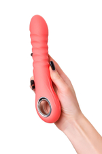 Коралловый вибратор Flox с возвратно-поступательными движениями - 21,5 см. (Цвет: коралловый)