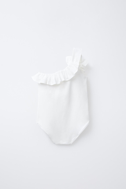 ZARA БОДИ С ЦВЕТОЧНЫМИ ДЕТАЛЯМИ, БЕЛЫЙ