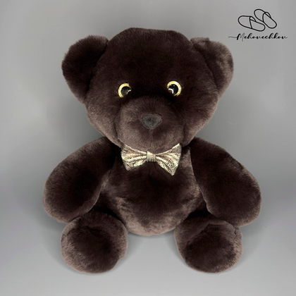 Мишка из натурального меха кролика | Горький шоколад