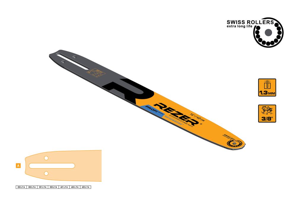 Rezer Profi 403 L 9 A Сварная многослойная направляющая шина для цепных пил