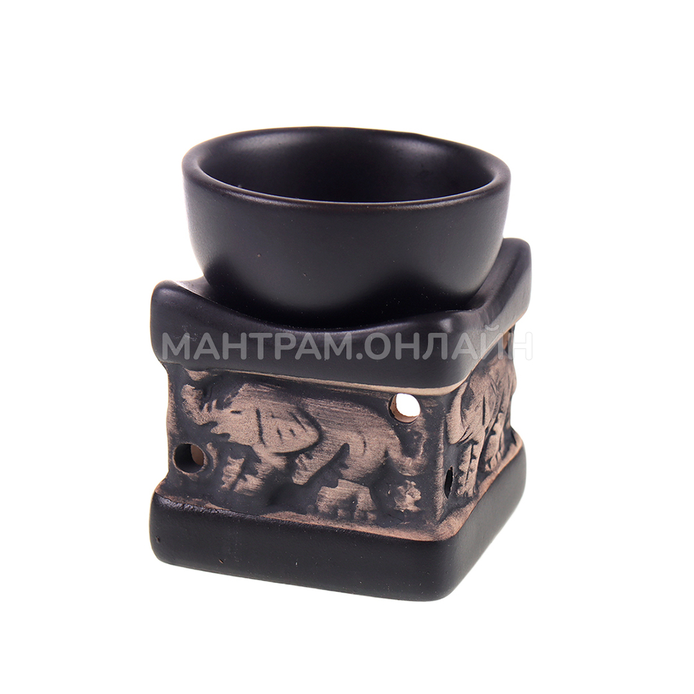 Аромалампа Караван слонов синий фон цвет черный 6 см