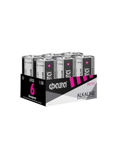 Элемент питания алкалиновый D/LR20 1.5В Alkaline Pack-6 (уп.6шт) ФАZА 5030633