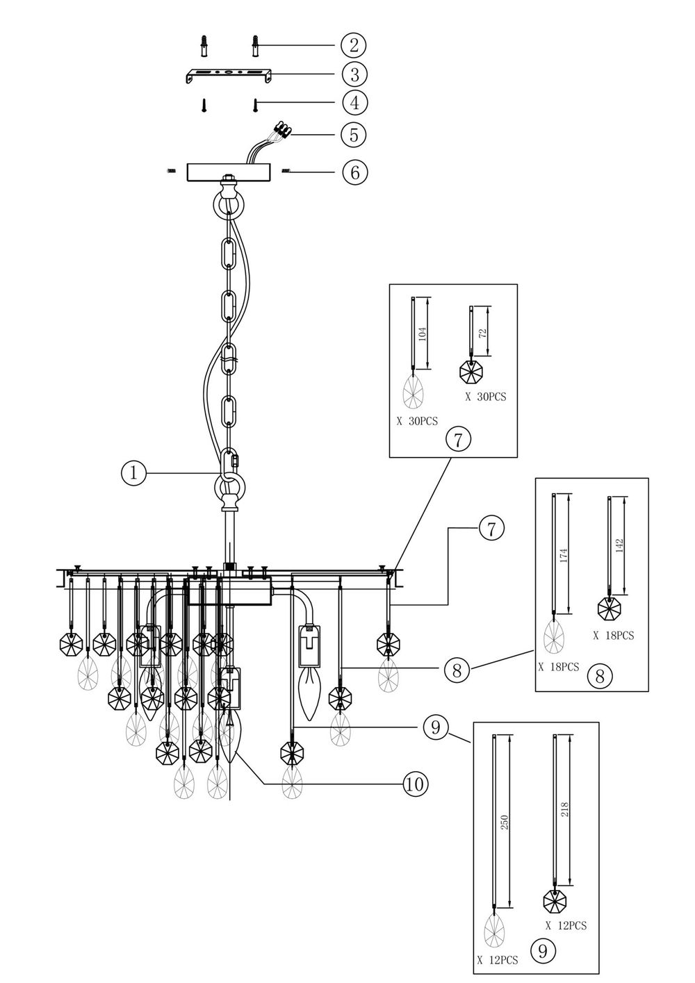 Подвесной светильник Maytoni Linn MOD091PL-05G
