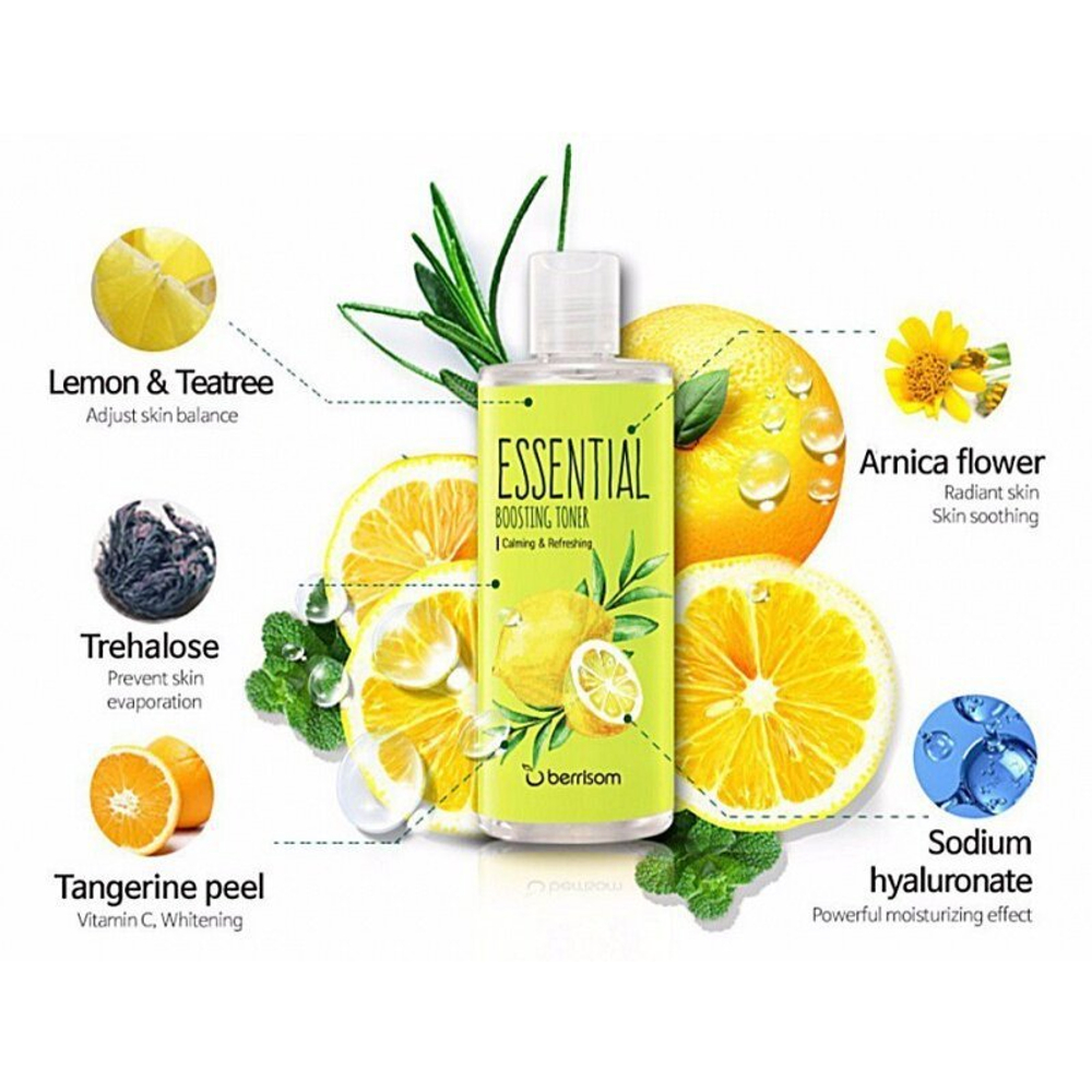 Berrisom Essential Boosting Toner TeeTree & Lemon тонер-бустер с экстрактом лимона и чайного дерева