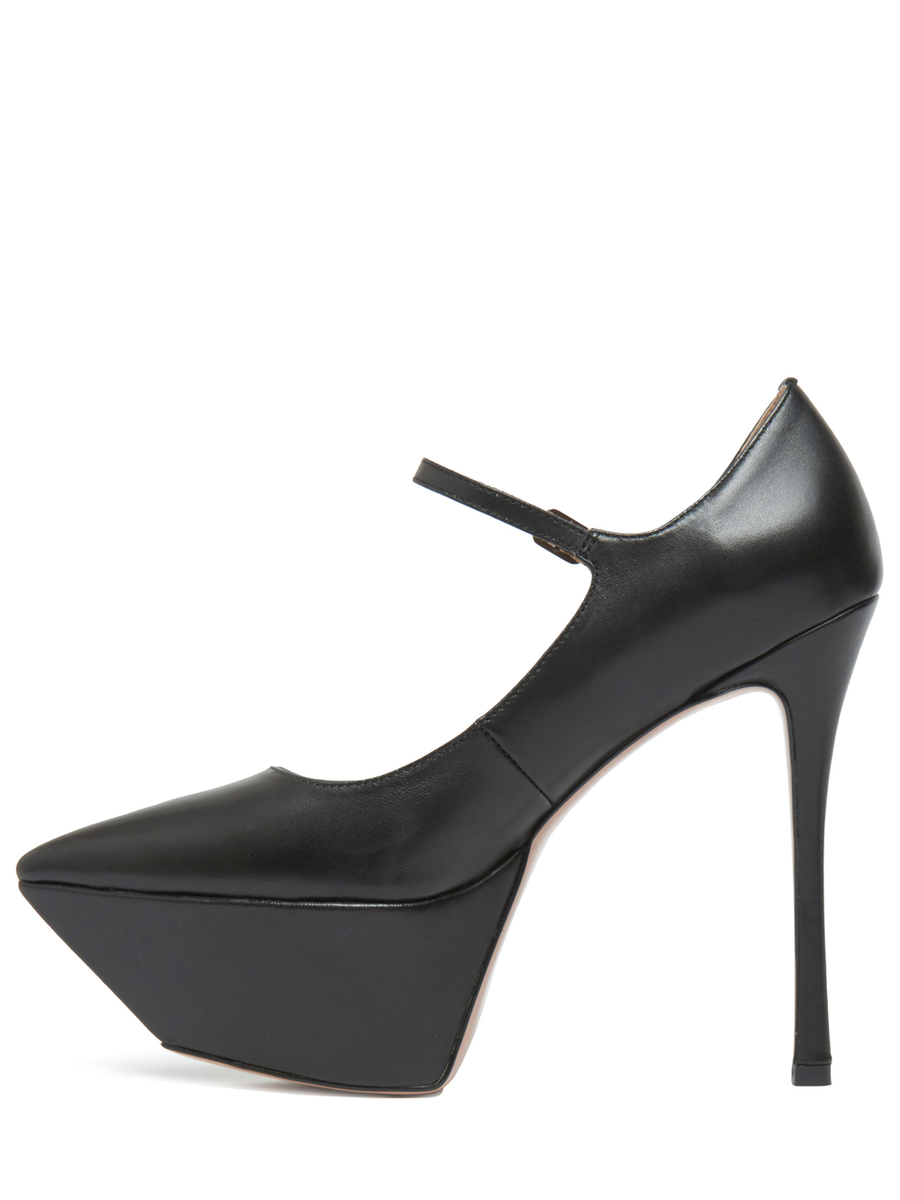 Женские кожаные туфли черные на платформе