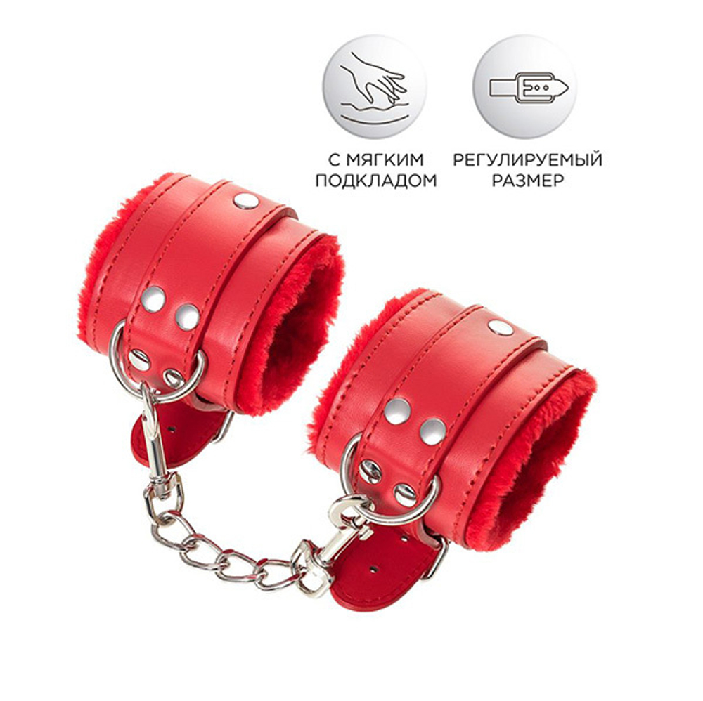 Красные наручники из искусственной кожи ToyFa Anonymo 310105