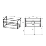 База под раковину Chiara 800 подвесная, 1 выкатной ящик soft-close, N.Oak, , шт