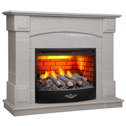 Электрокамин RealFlame Carolina 24/25,5 WT мрамор серый с очагом 3D Firestar 25,5