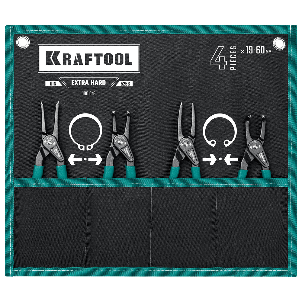 KRAFTOOL набор съемников стопорных колец 4 шт, 180 мм