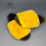 Тапочки для дома из меха кролика| Горчичный