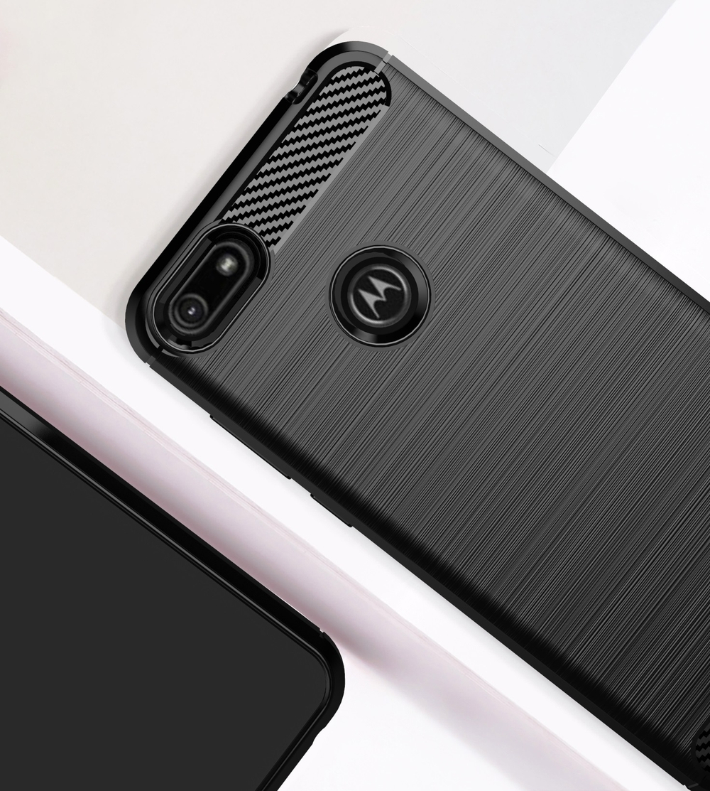 Чехол для Motorola Moto E6 play цвет Black (черный), серия Carbon от Caseport
