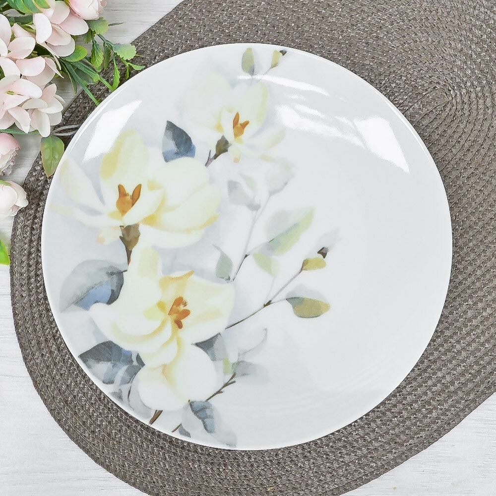 Тарелка 240мм мелкая форма Универсал Белый шиповник