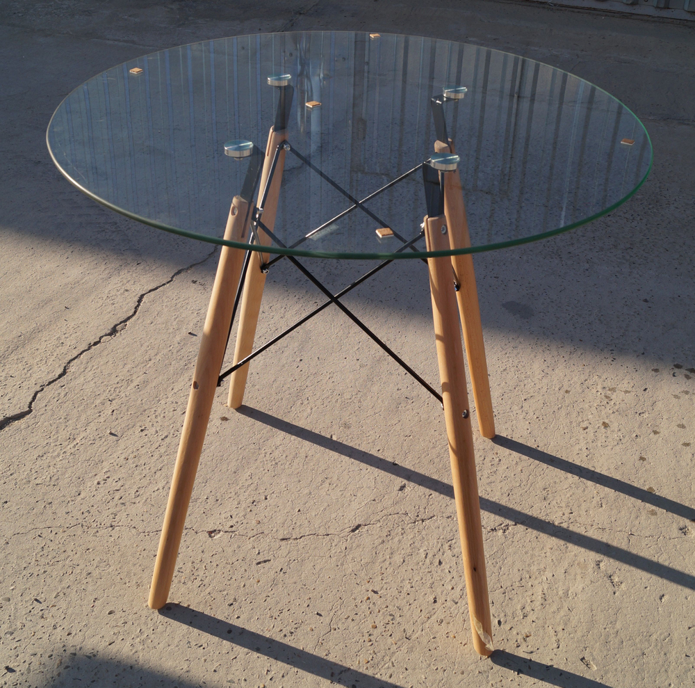 Стол обеденный стеклянный LA ALTA D80, основание бук+металл