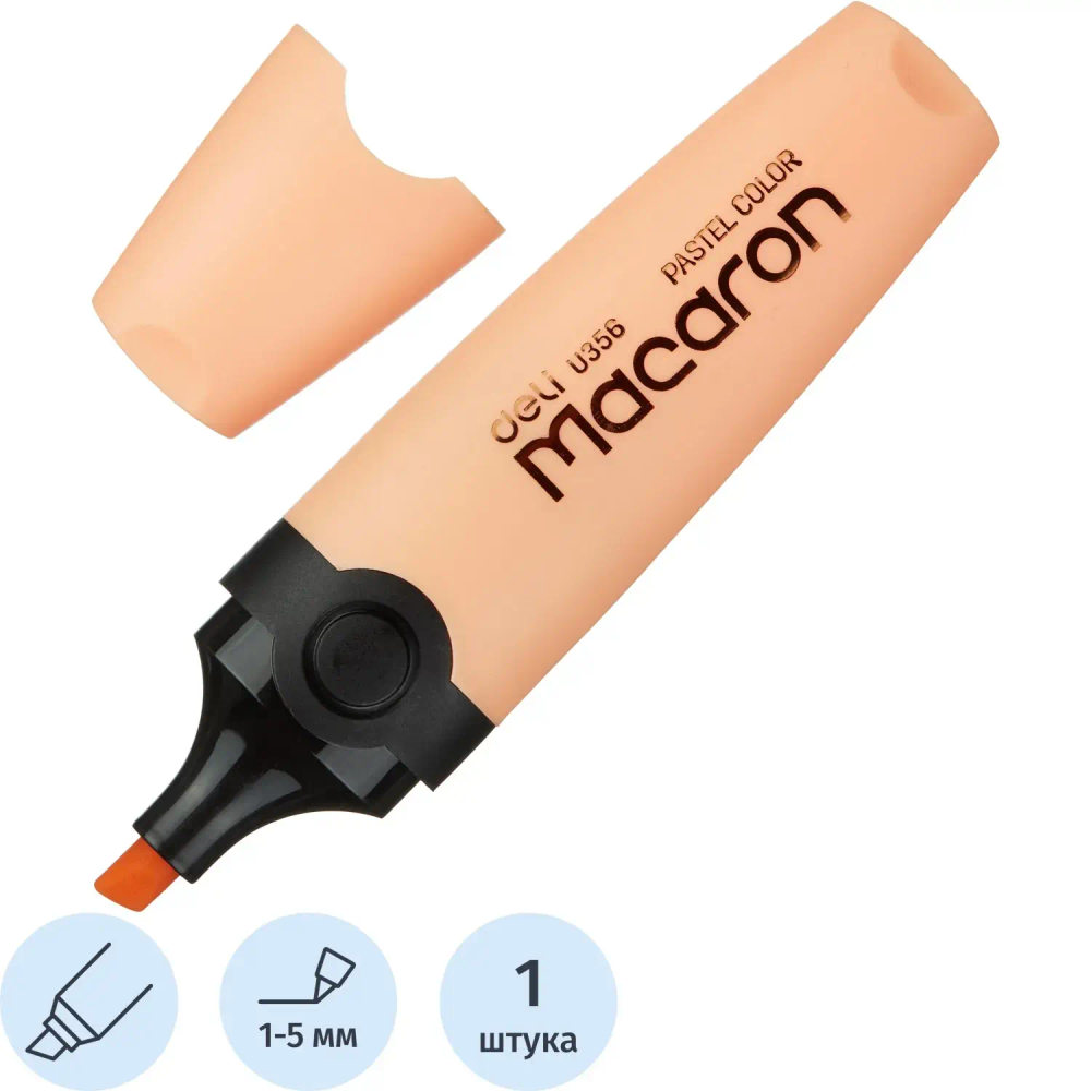 Маркер текстовыделитель Macaron, скошенный наконечник, 1-5 мм, оранжевый