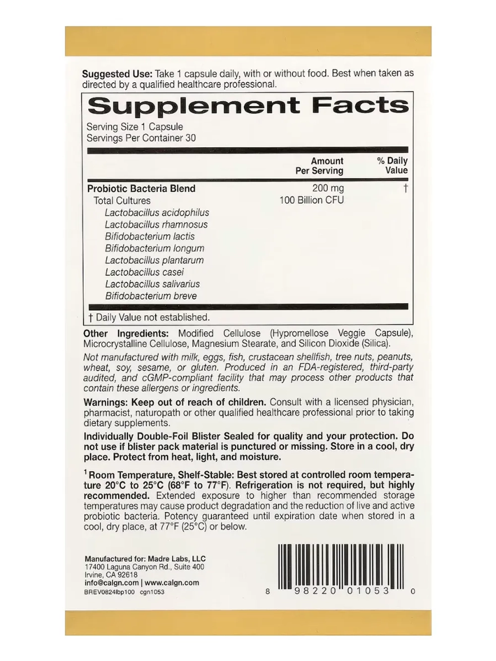 Пробиотики LactoBif 100 млрд 30 капсул