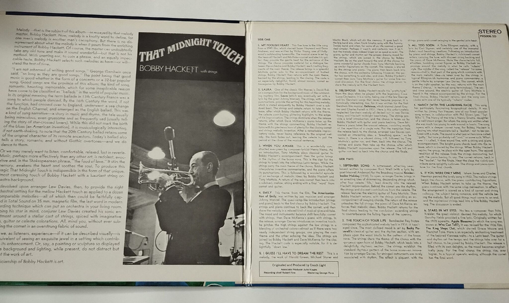 Винтажная виниловая пластинка LP Bobby Hackett That Midnight Touch (USA 1967)