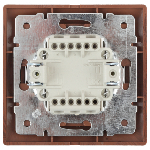 ЭРА Intro Plano Венге Выключатель с подсветкой 10АХ-250В, скрытая установка 1-102-10 Б0030036