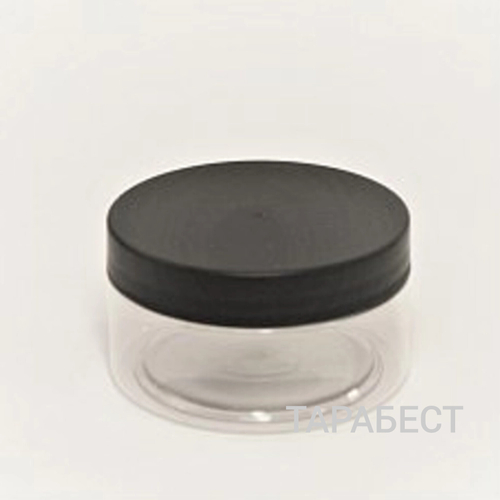 Банка 200 мл пластик прозрачная с черной крышкой