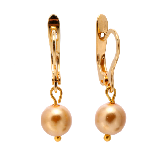 "Золотая жемчужина 3" серьги в золотом покрытии из коллекции "Золотой жемчуг" от Jenavi с английским замком