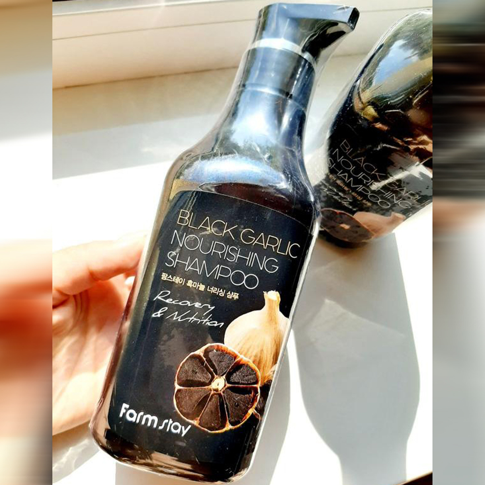 FarmStay. Восстанавливающий и укрепляющий шампунь Black Garlic Nourishing Shampoo