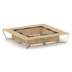 Steel Meet Стол переговорный квадратный KMK-PR.B.SP-20K2 Тиквуд Светлый/Графит Глянец/Металл Серый 4