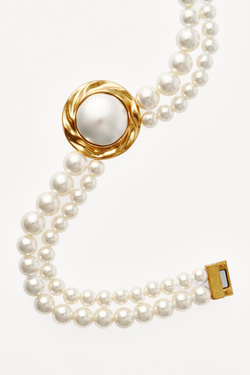 ZARA X WILLY CHAVARRIA КОЛЬЕ С ИСКУССТВЕННЫМ ЖЕМЧУГОМ, ЗОЛОТОЙ