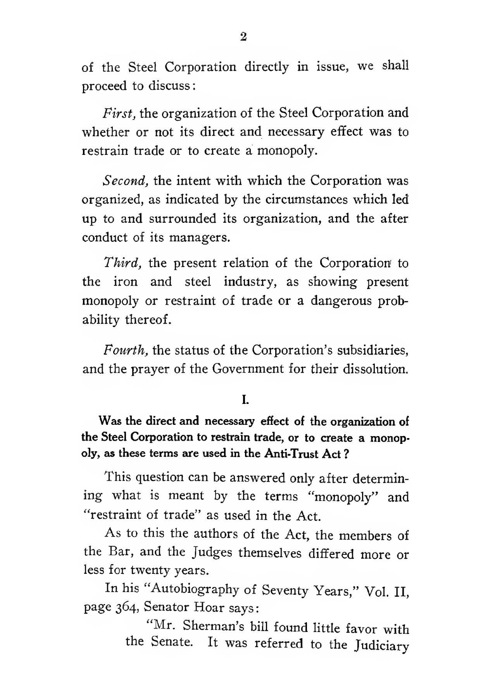 Action brought under the Sherman antitrust law of 1890 | сборник
