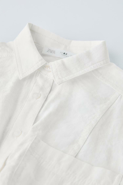 ZARA РУБАШКА ИЗ СТРУЯЩЕЙСЯ ТКАНИ С УЗЛОМ, БЕЛЫЙ