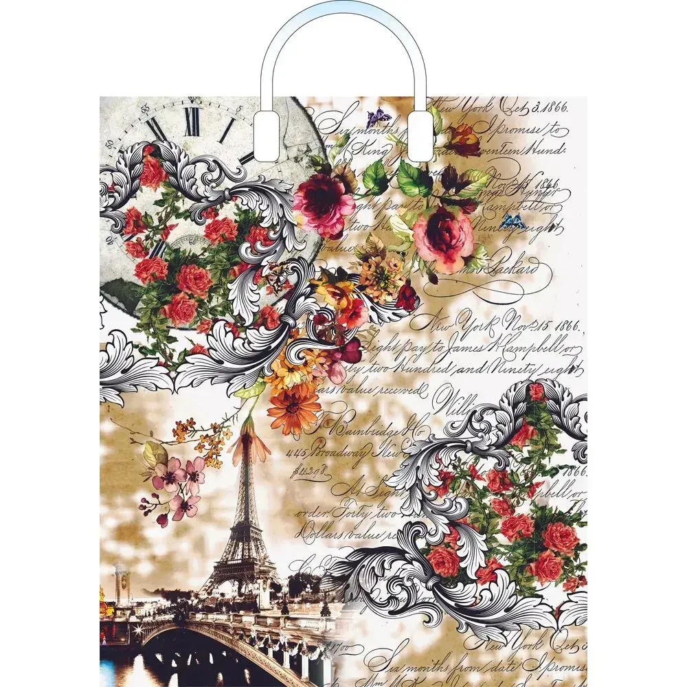 Пакет ПЭ с пластмассовыми ручками 38+3Артпласт х150 (Воспоминан (комплект 10 шт)