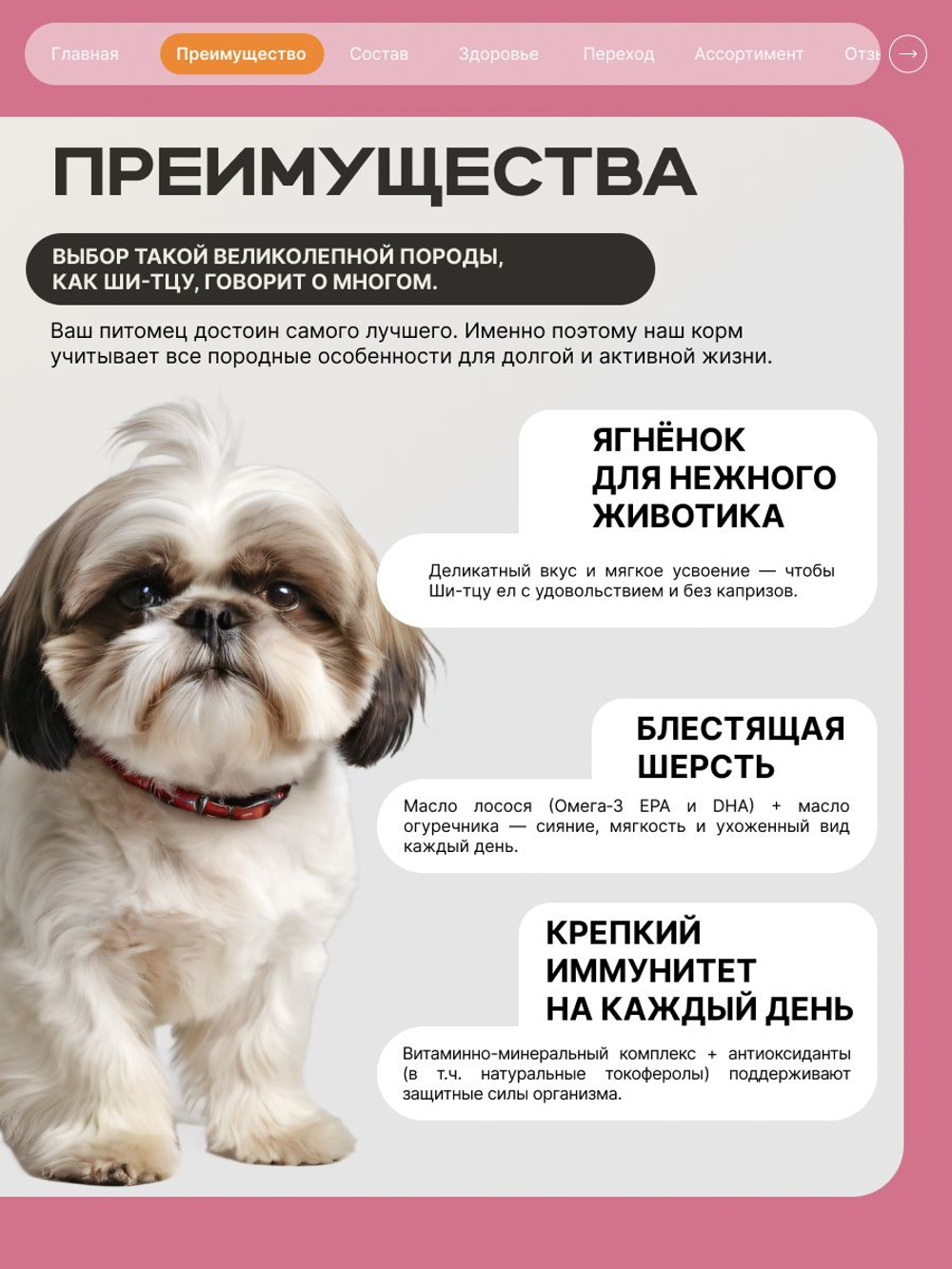 Корм сухой для взрослых собак породы Ши-тцу, с ягненком, 800 гр, QUATTRO