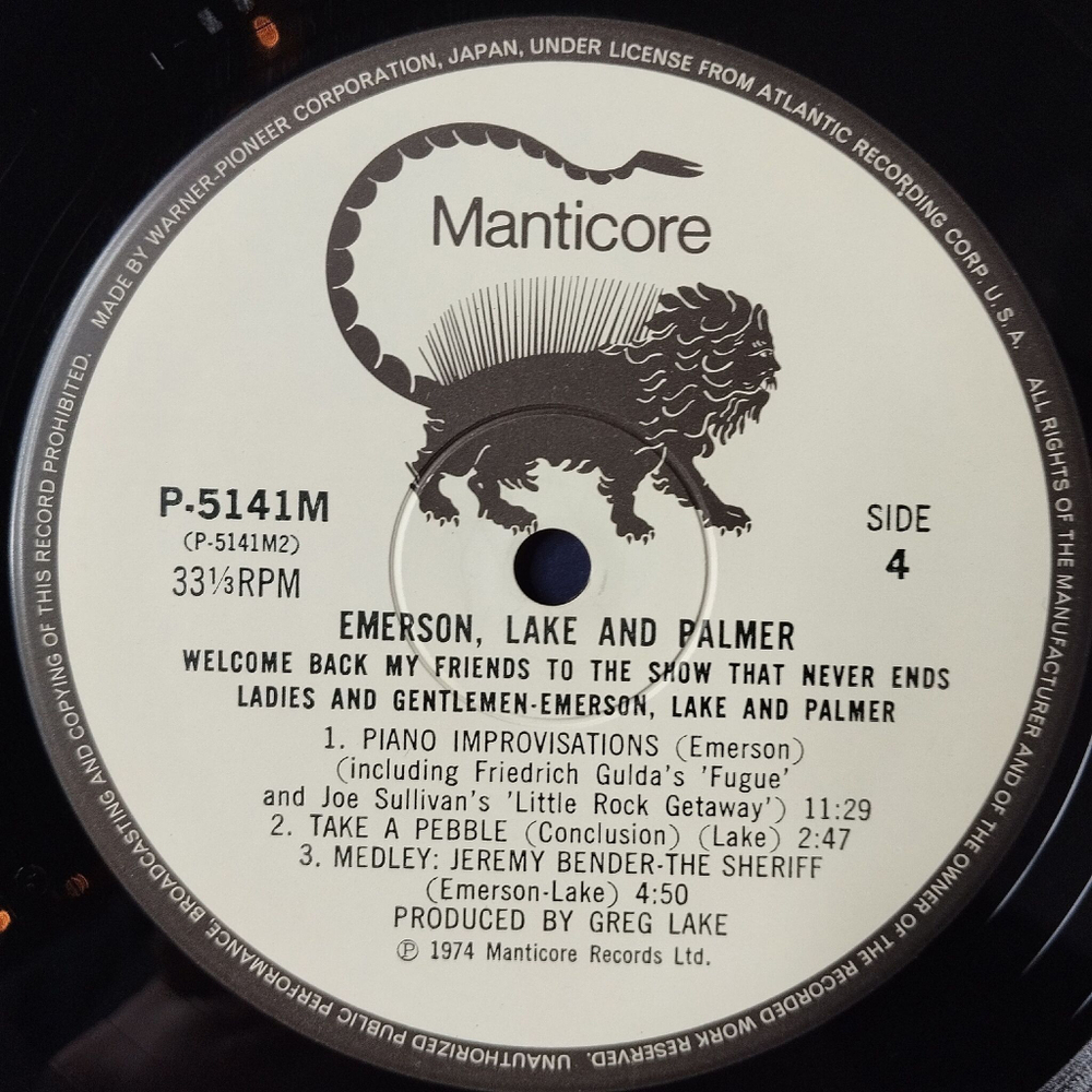 Винтажная виниловая пластинка LP Emerson, Lake and Palmer Welcome Back My Friends To The Show That Never Ends Ladies And Gentlemen (Japan 1974) (Obi)