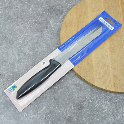 Нож для хлеба 18см, черная ручка, Tramontina Plenus