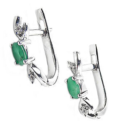 Серьги "Туам" изумруд, циркон